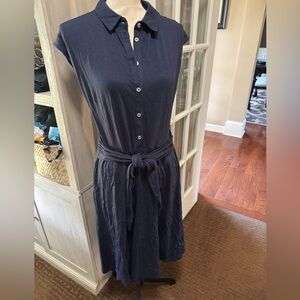 Boden size 8R tie waist navy dress